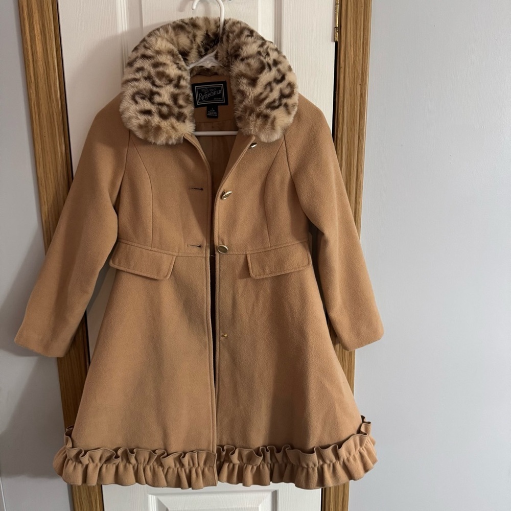 Rothschild PeaCoat with Faux Fur Collar in Camel Tan Size Small